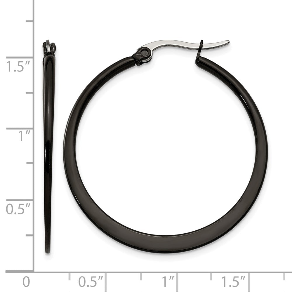 Edelstahl Chisel Poliert Schwarz Ip-beschichtet 34mm Diameter 2mm Creolen