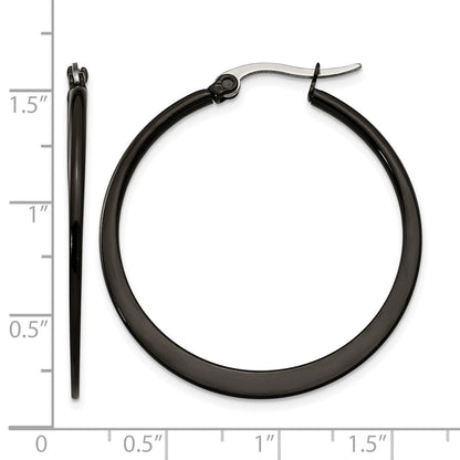 Edelstahl Chisel Poliert Schwarz Ip-beschichtet 34mm Diameter 2mm Creolen