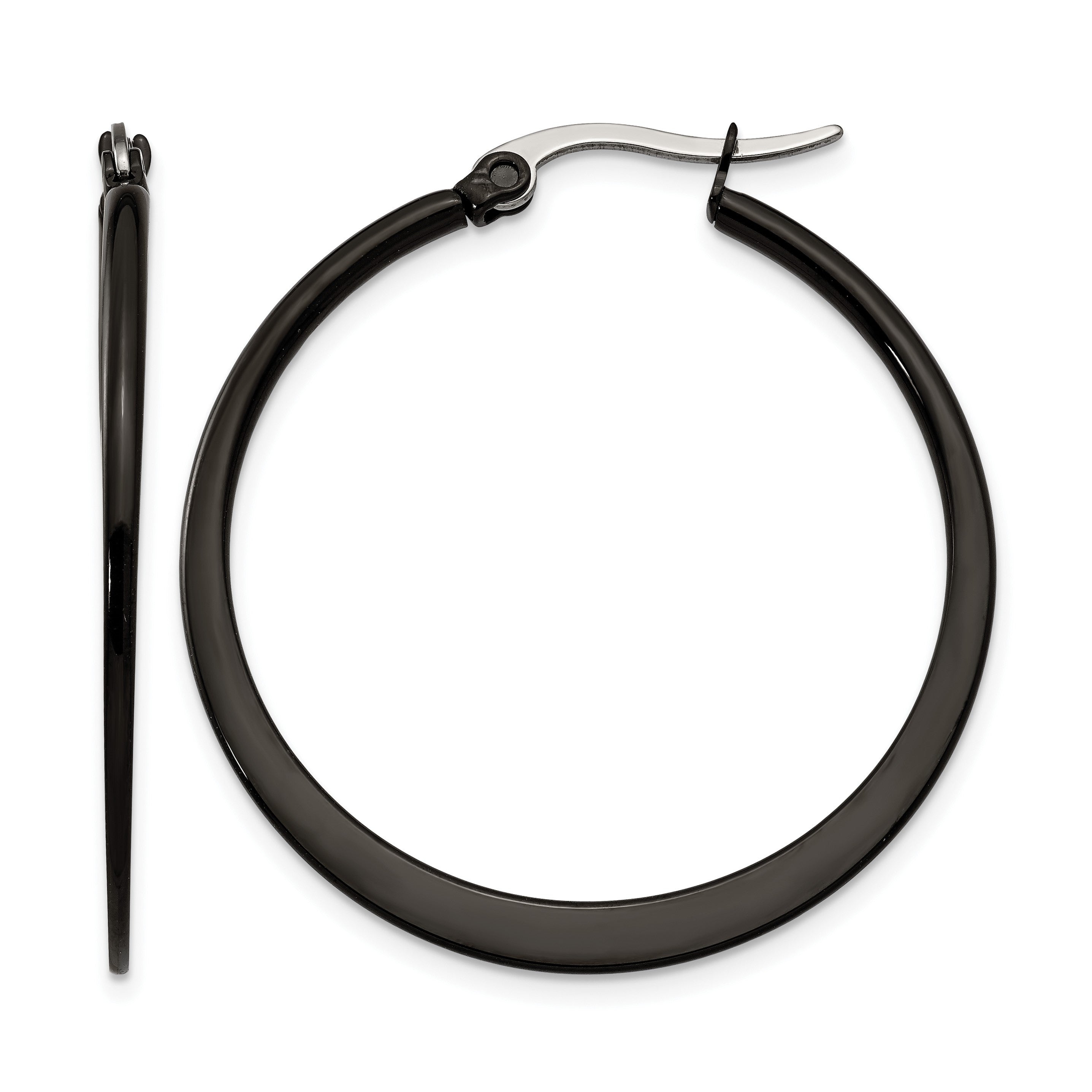 Edelstahl Chisel Poliert Schwarz Ip-beschichtet 34mm Diameter 2mm Creolen
