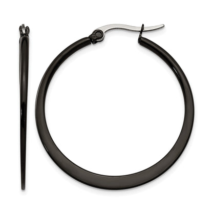 Edelstahl Chisel Poliert Schwarz Ip-beschichtet 34mm Diameter 2mm Creolen