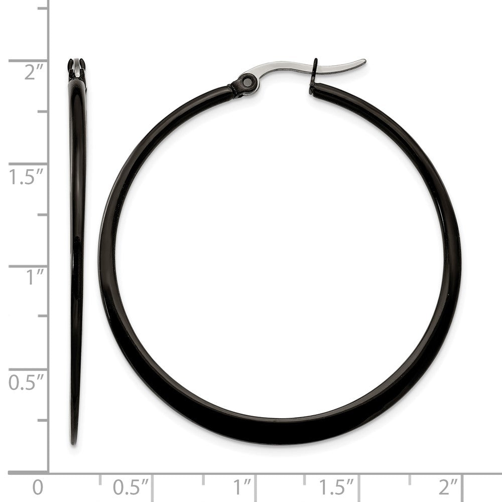Edelstahl Chisel Poliert Schwarz Ip-beschichtet 43mm Diameter 2mm Creolen