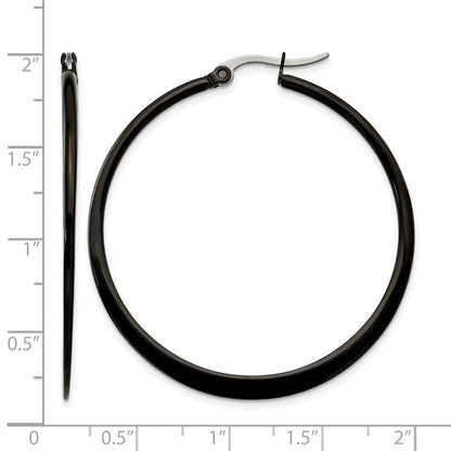 Edelstahl Chisel Poliert Schwarz Ip-beschichtet 43mm Diameter 2mm Creolen