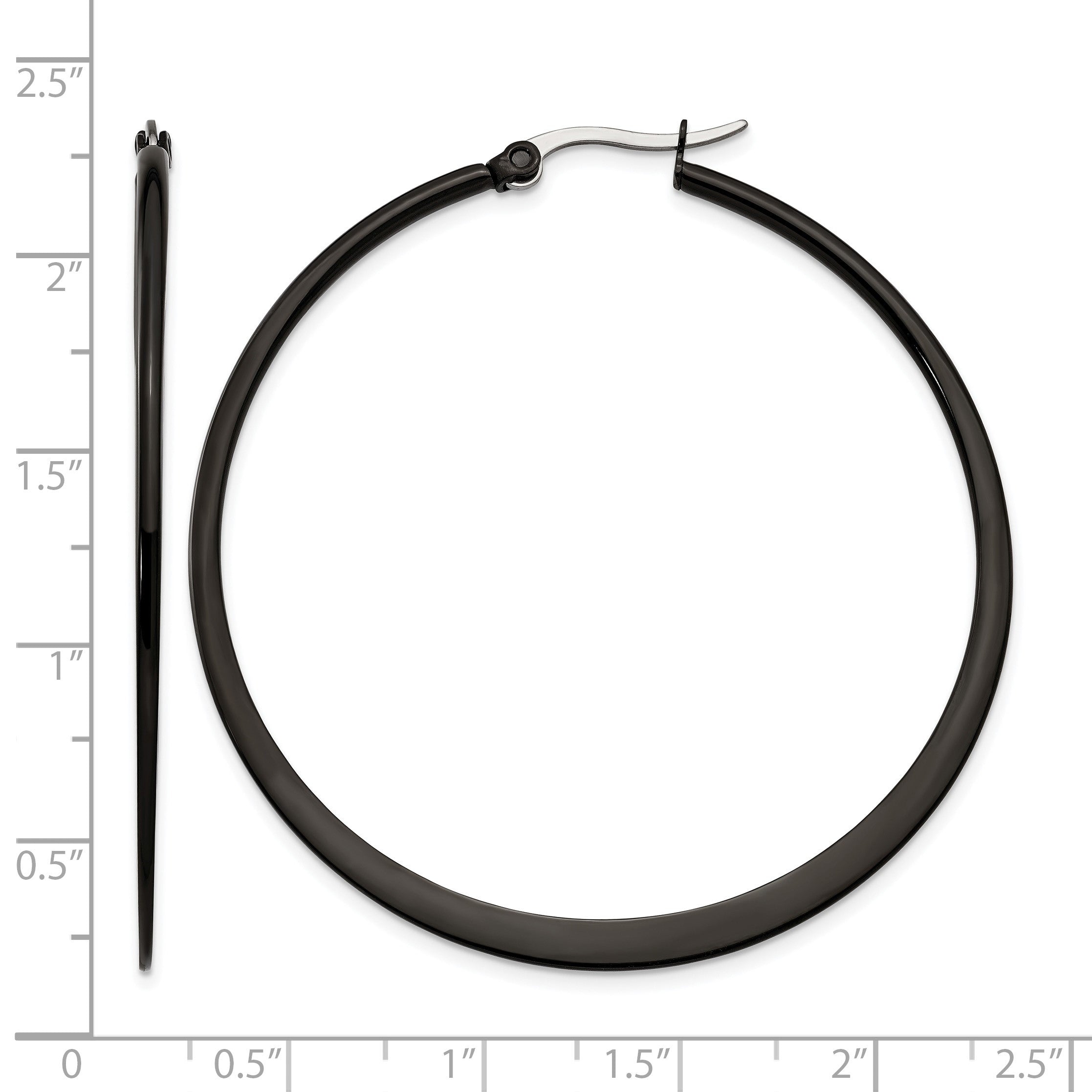 Edelstahl Chisel Poliert Schwarz Ip-beschichtet 55mm Diameter 2mm Creolen