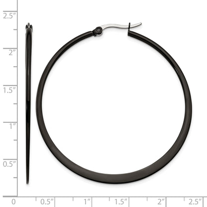 Edelstahl Chisel Poliert Schwarz Ip-beschichtet 55mm Diameter 2mm Creolen