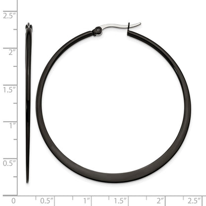 Edelstahl Chisel Poliert Schwarz Ip-beschichtet 55mm Diameter 2mm Creolen