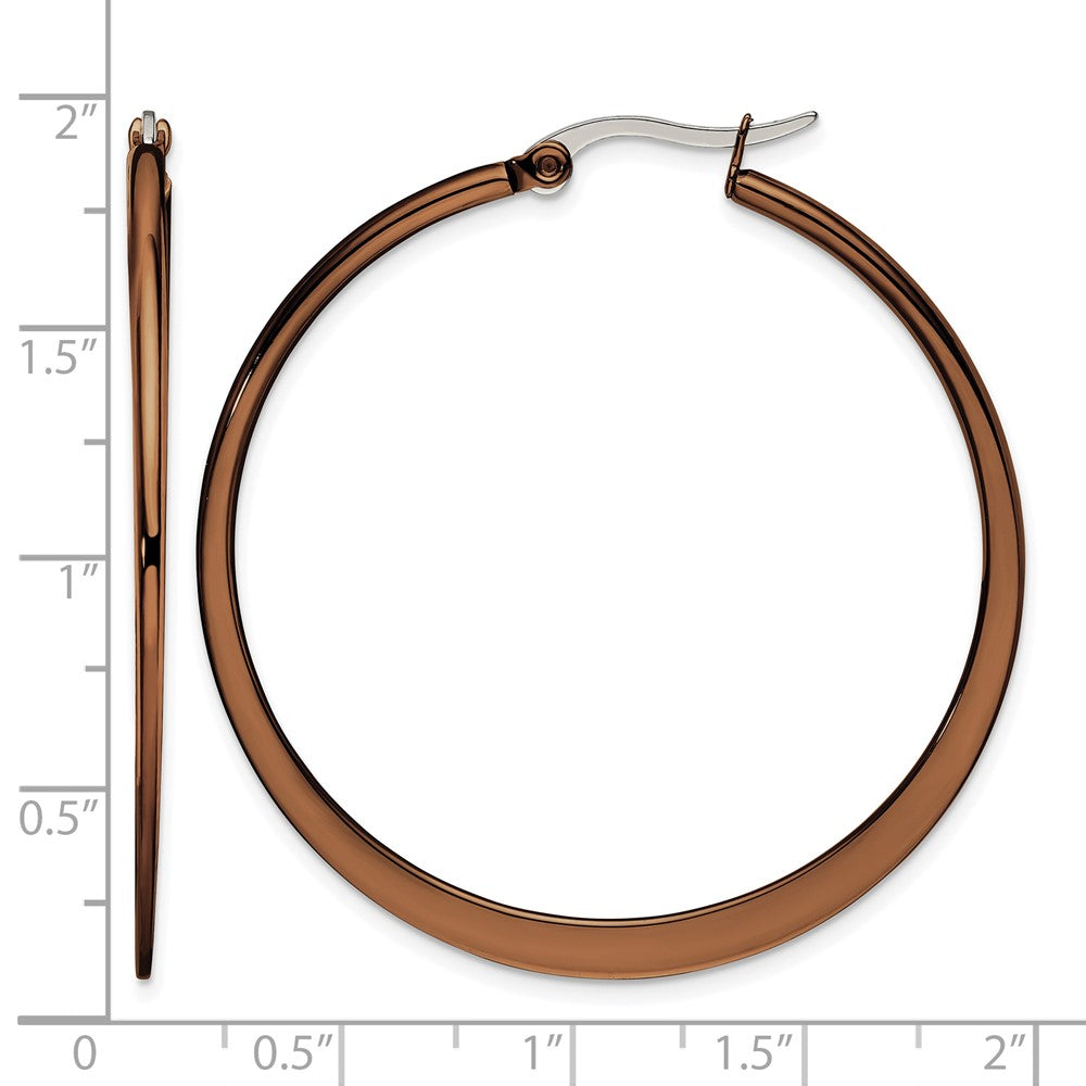 Edelstahl Chisel Poliert Braun Ip-beschichtet 43mm Diameter Verjüngt Creolen