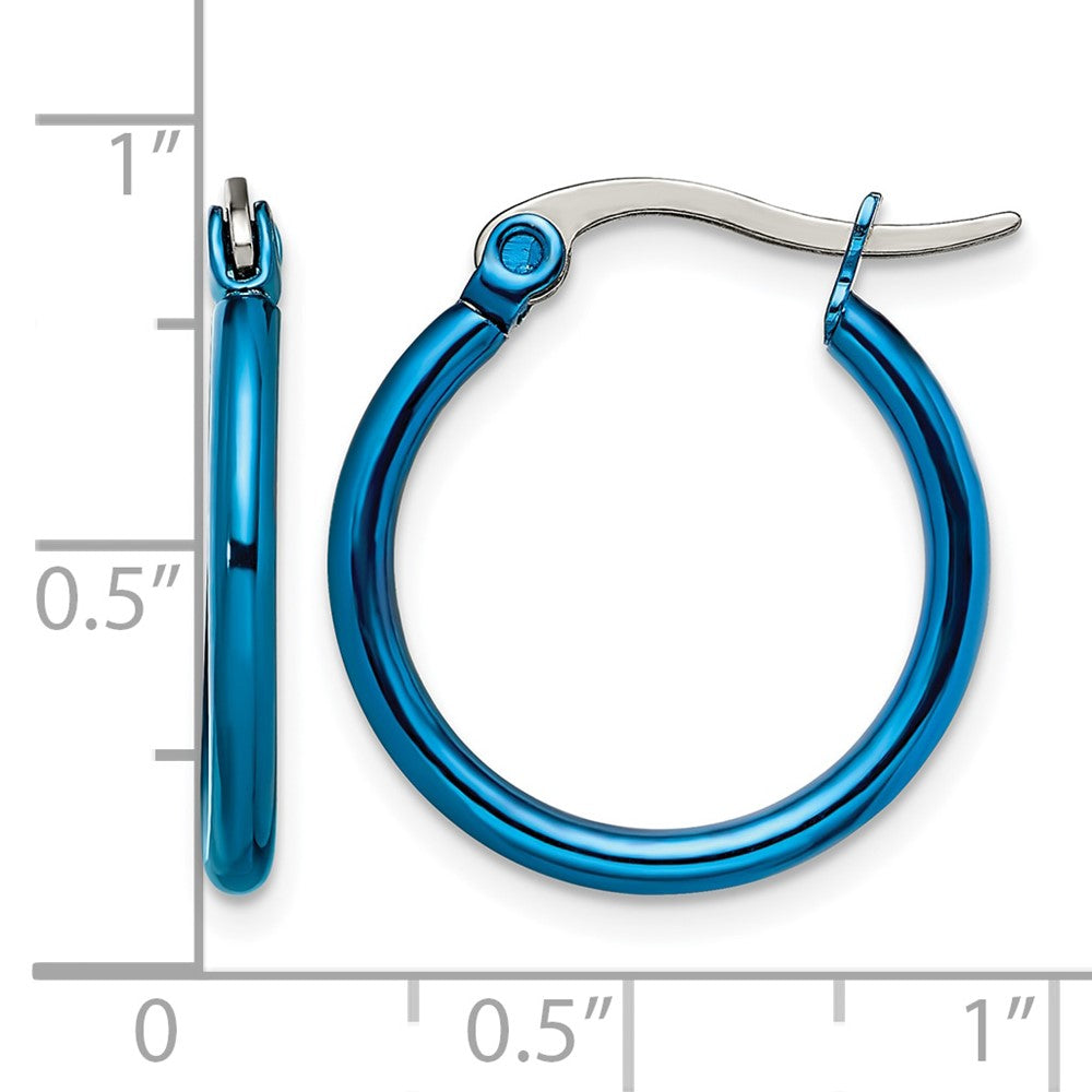Edelstahl Chisel Poliert Blau Ip-beschichtet 19mm Diameter 2mm Creolen