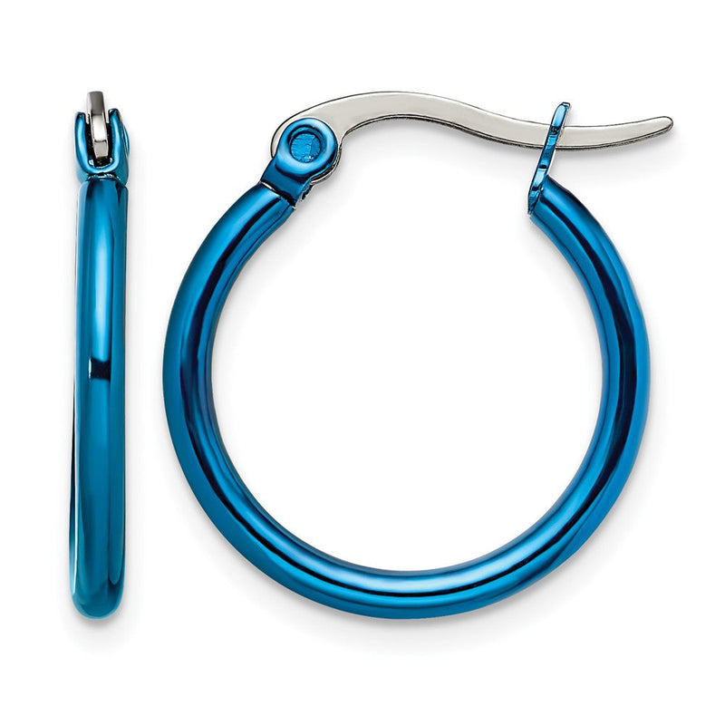 Edelstahl Chisel Poliert Blau Ip-beschichtet 19mm Diameter 2mm Creolen