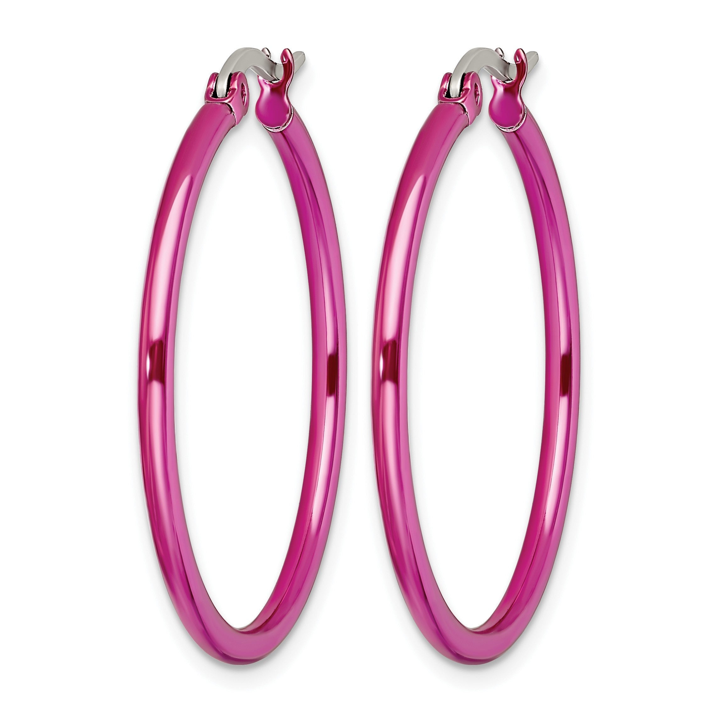 Edelstahl Chisel Poliert Rosa Ip-beschichtet 32mm Diameter 2mm Creolen