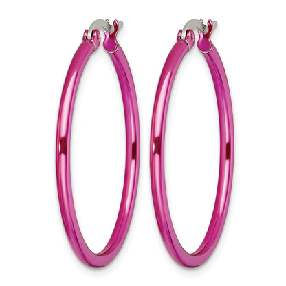 Edelstahl Chisel Poliert Rosa Ip-beschichtet 32mm Diameter 2mm Creolen