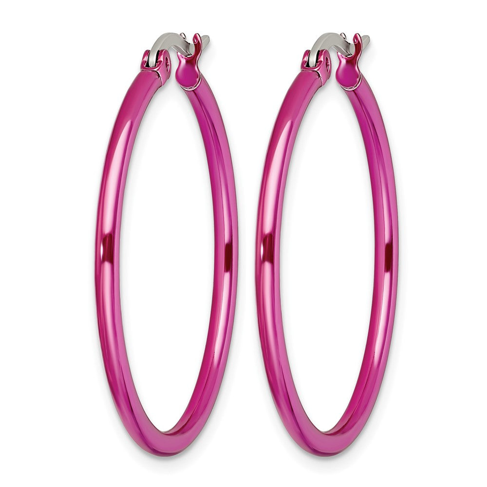 Edelstahl Chisel Poliert Rosa Ip-beschichtet 32mm Diameter 2mm Creolen