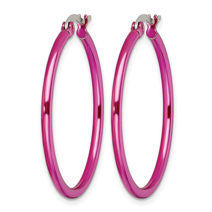 Edelstahl Chisel Poliert Rosa Ip-beschichtet 32mm Diameter 2mm Creolen