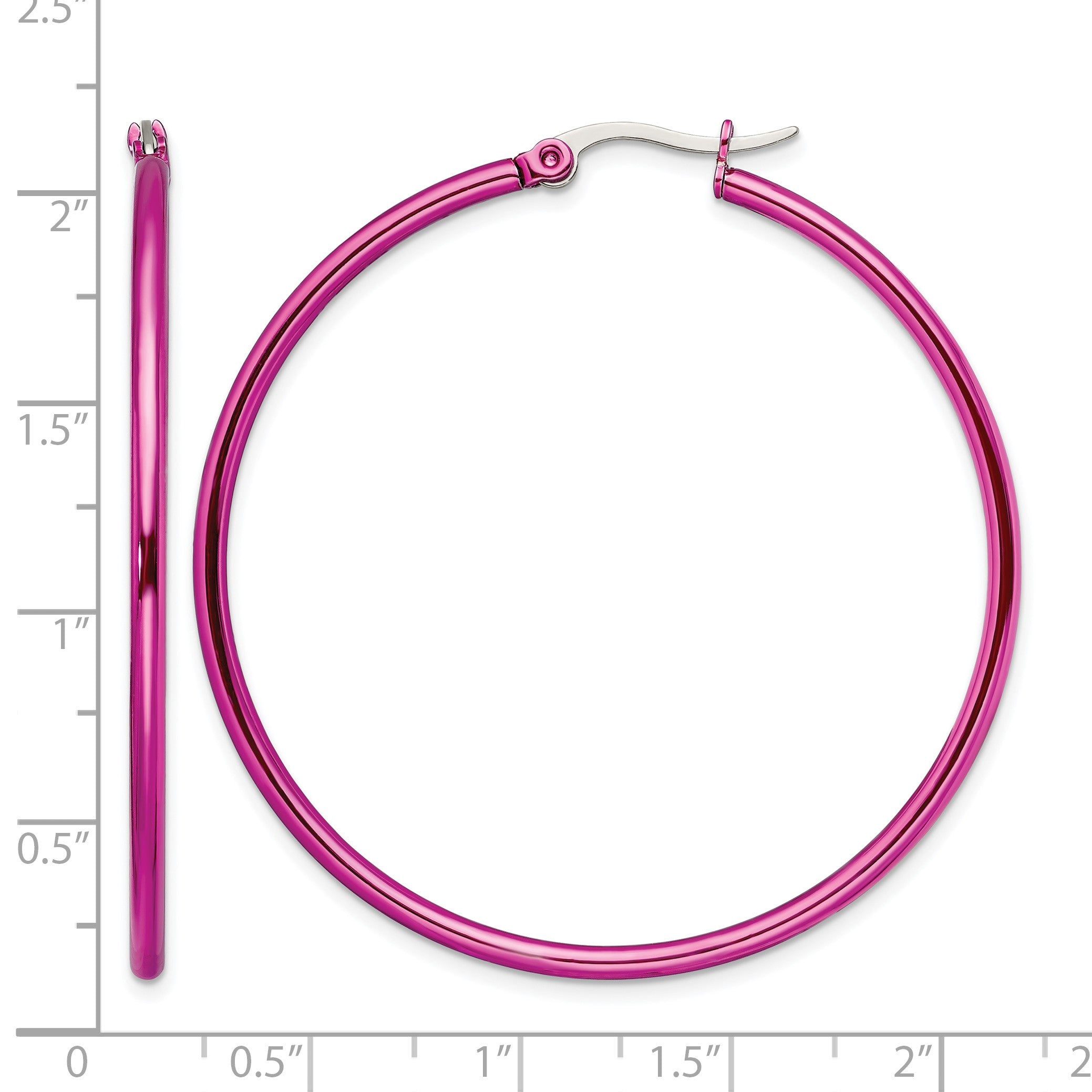 Edelstahl Chisel Poliert Rosa Ip-beschichtet 48mm Diameter 2mm Creolen
