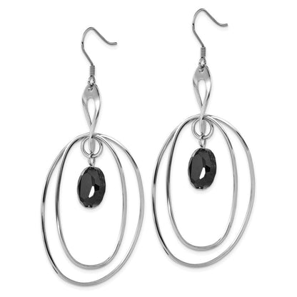 Edelstahl Multiple Ovals mit Schwarz Glas Ohrhänger