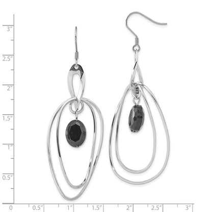 Edelstahl Multiple Ovals mit Schwarz Glas Ohrhänger