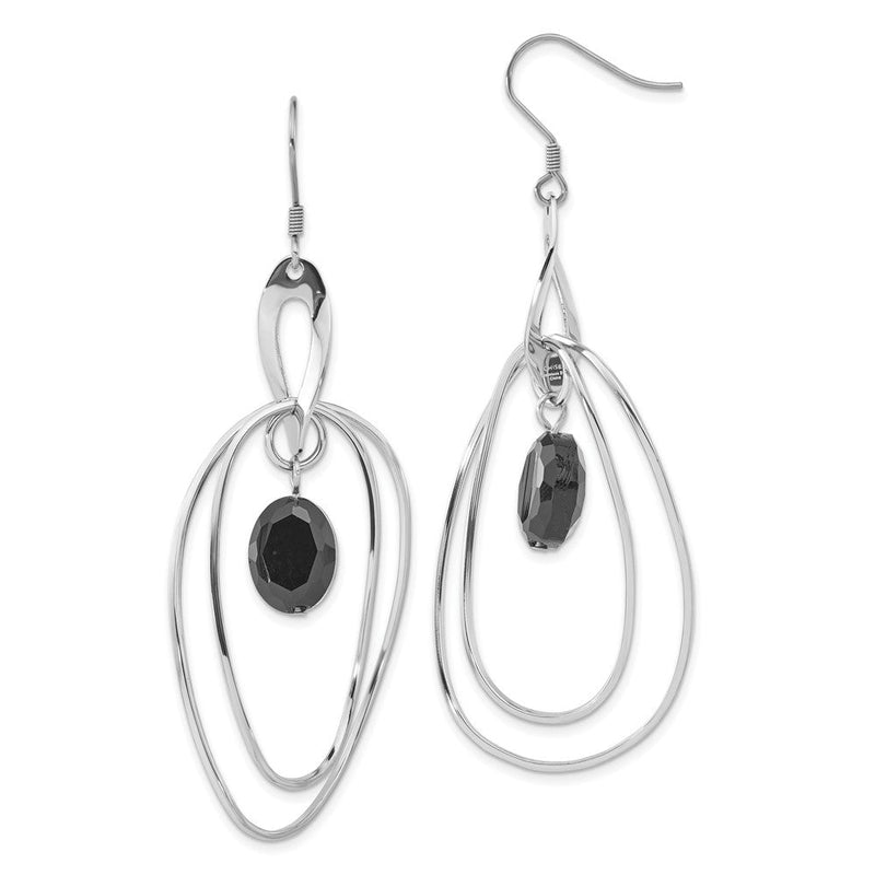 Edelstahl Multiple Ovals mit Schwarz Glas Ohrhänger