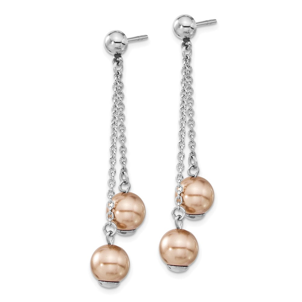 Edelstahl Champagne Synthetisch Perle Stecker Ohrhänger