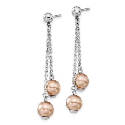 Edelstahl Champagne Synthetisch Perle Stecker Ohrhänger