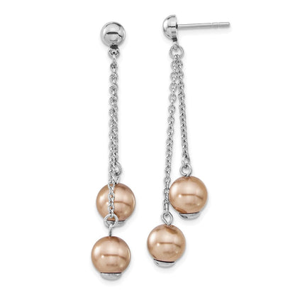 Edelstahl Champagne Synthetisch Perle Stecker Ohrhänger