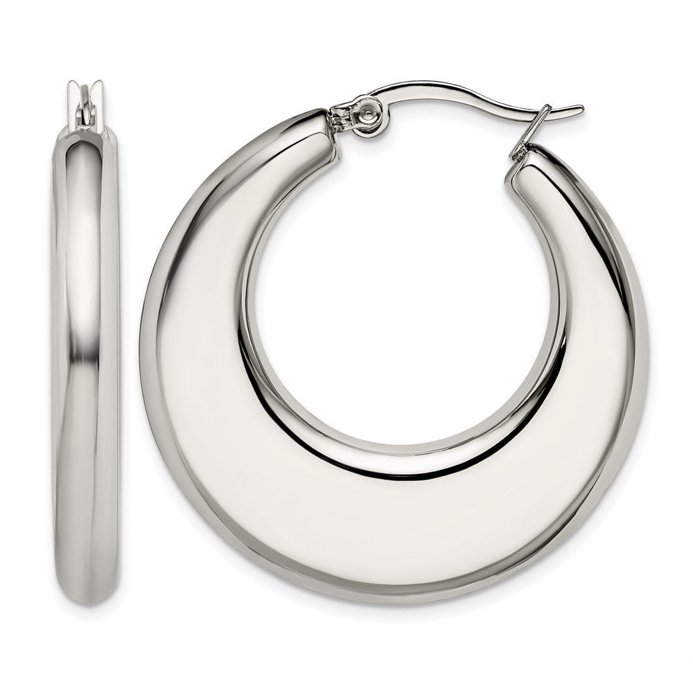 Edelstahl Chisel Poliert 35mm Diameter Hohl Creolen