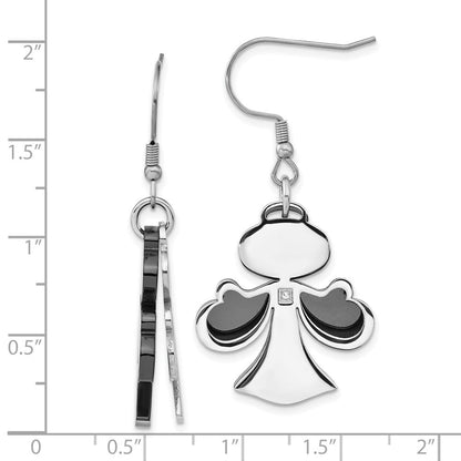 Edelstahl Schwarz-beschichtet mit Zirkonia Engel Ohrhänger