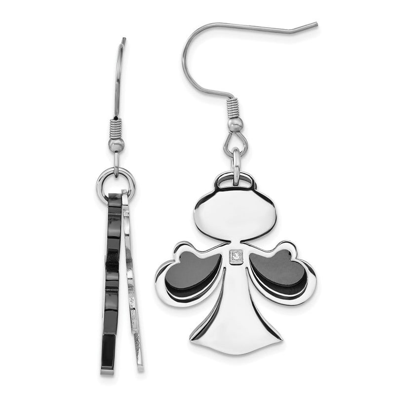 Edelstahl Schwarz-beschichtet mit Zirkonia Engel Ohrhänger