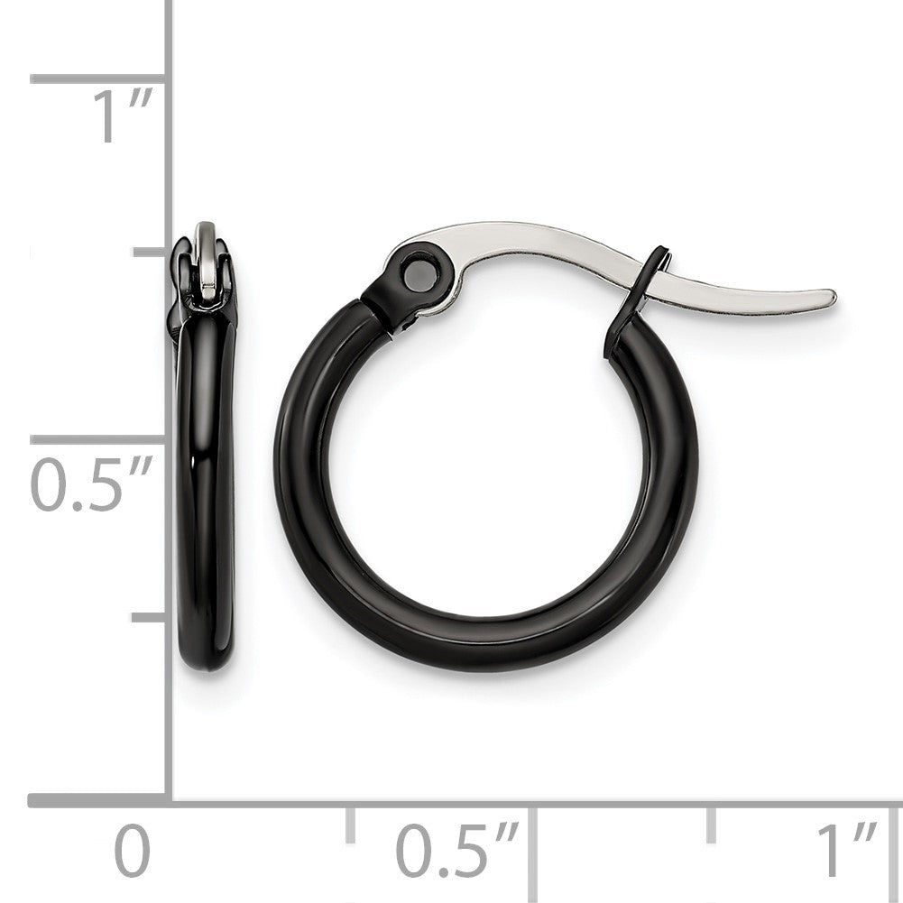Edelstahl Chisel Poliert Schwarz Ip-beschichtet 15.5mm Diameter 2mm Creolen
