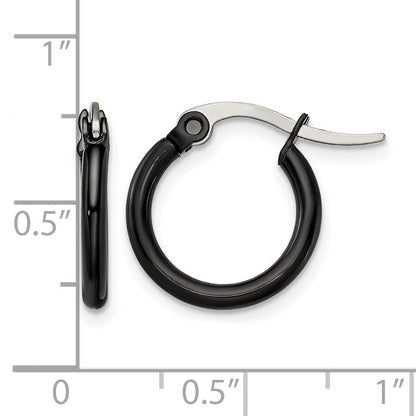 Edelstahl Chisel Poliert Schwarz Ip-beschichtet 15.5mm Diameter 2mm Creolen
