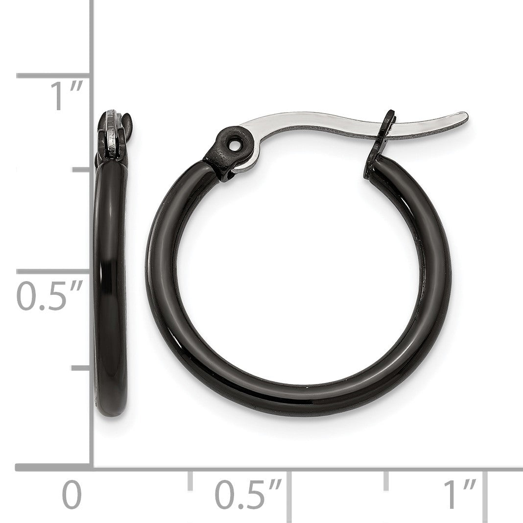 Edelstahl Chisel Poliert Schwarz Ip-beschichtet 19mm Diameter 2mm Creolen