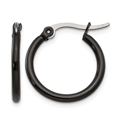 Edelstahl Chisel Poliert Schwarz Ip-beschichtet 19mm Diameter 2mm Creolen