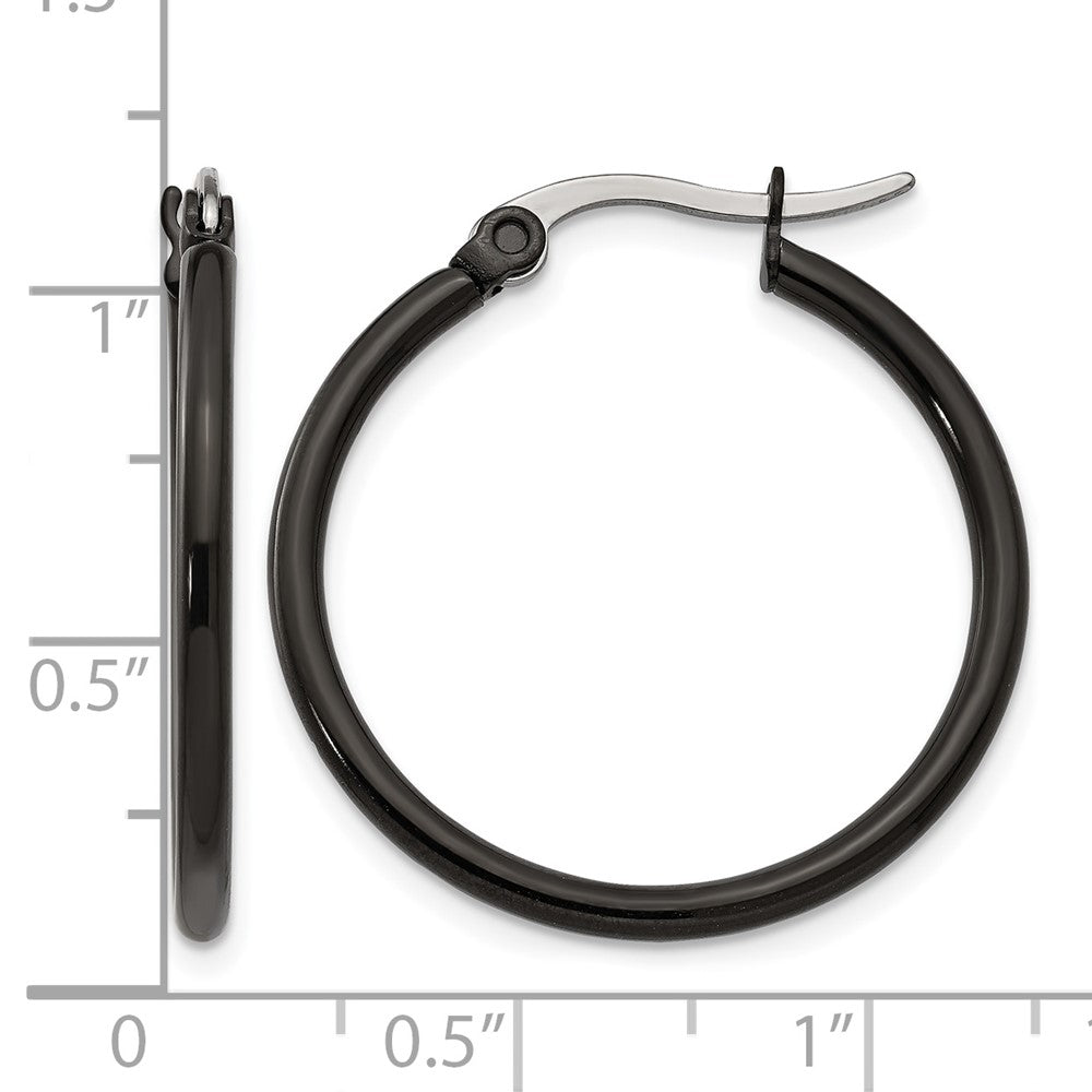 Edelstahl Chisel Poliert Schwarz Ip-beschichtet 26mm Diameter 2mm Creolen