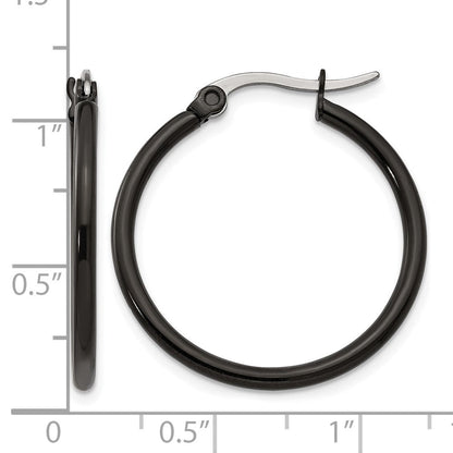 Edelstahl Chisel Poliert Schwarz Ip-beschichtet 26mm Diameter 2mm Creolen