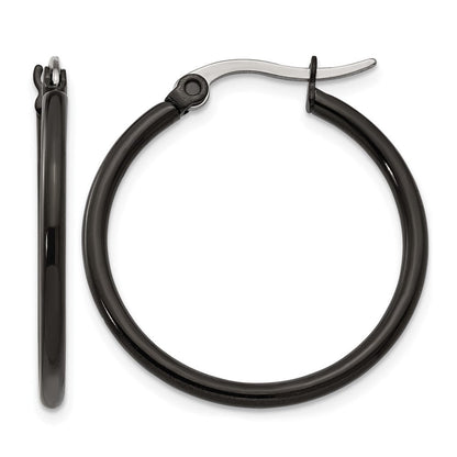 Edelstahl Chisel Poliert Schwarz Ip-beschichtet 26mm Diameter 2mm Creolen