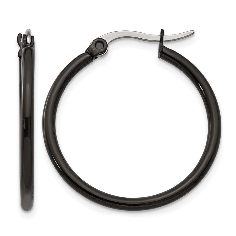 Edelstahl Chisel Poliert Schwarz Ip-beschichtet 26mm Diameter 2mm Creolen