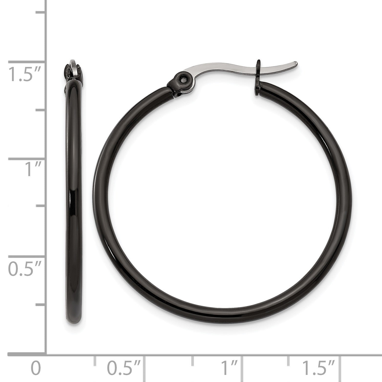 Edelstahl Chisel Poliert Schwarz Ip-beschichtet 32mm Diameter 2mm Creolen