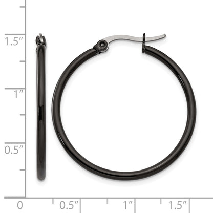 Edelstahl Chisel Poliert Schwarz Ip-beschichtet 32mm Diameter 2mm Creolen
