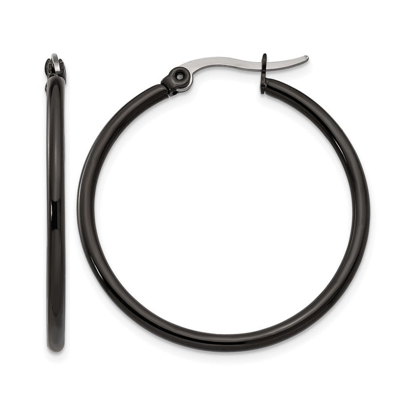 Edelstahl Chisel Poliert Schwarz Ip-beschichtet 32mm Diameter 2mm Creolen