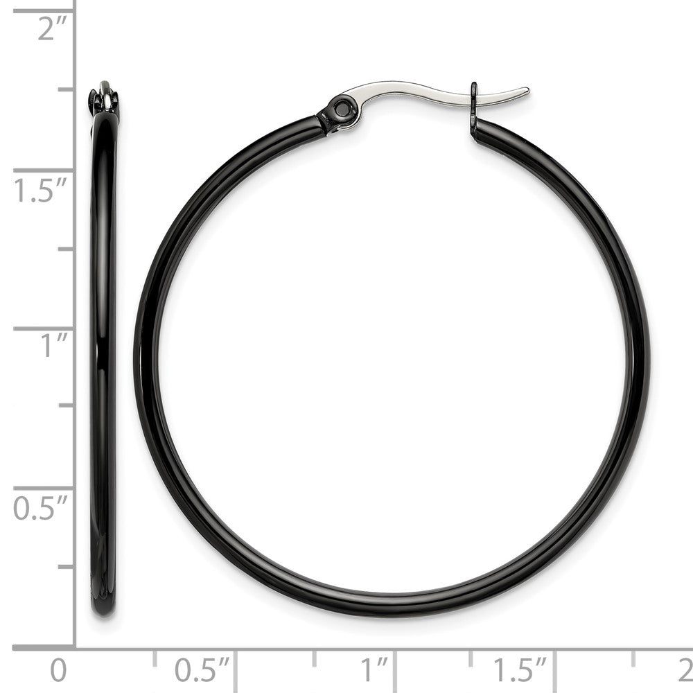 Edelstahl Chisel Poliert Schwarz Ip-beschichtet 40mm Diameter 2mm Creolen