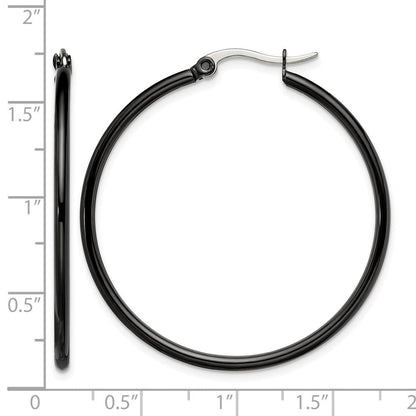 Edelstahl Chisel Poliert Schwarz Ip-beschichtet 40mm Diameter 2mm Creolen