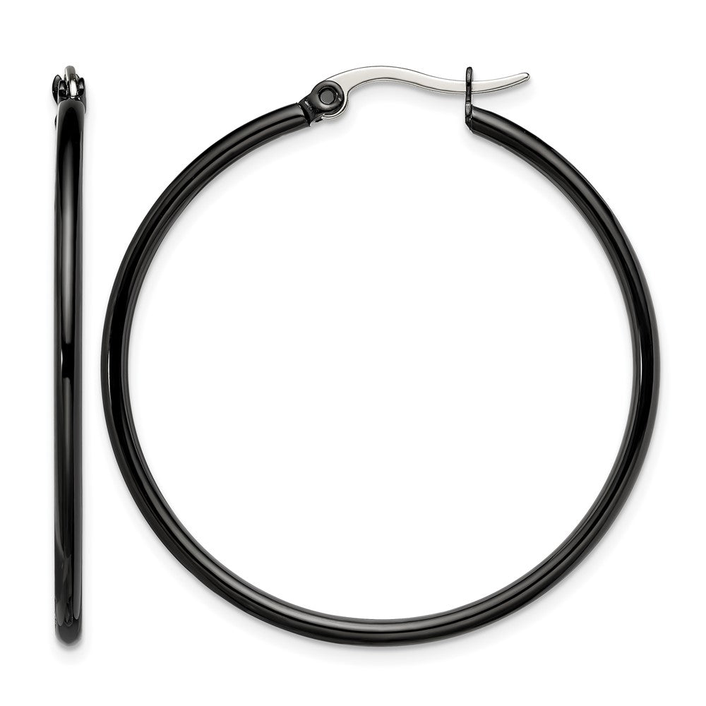 Edelstahl Chisel Poliert Schwarz Ip-beschichtet 40mm Diameter 2mm Creolen