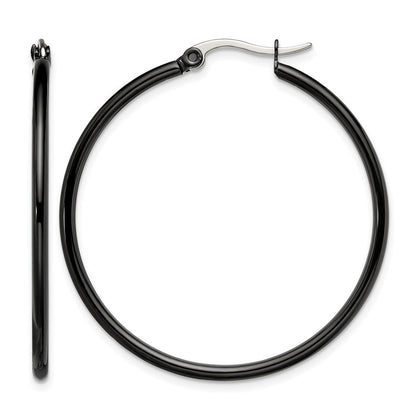 Edelstahl Chisel Poliert Schwarz Ip-beschichtet 40mm Diameter 2mm Creolen