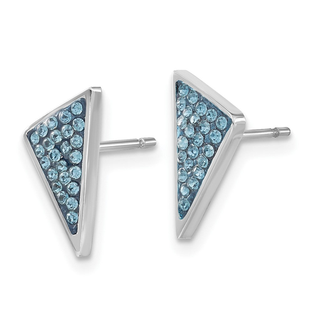 Edelstahl Blau Kristall Triangles Ohrstecker