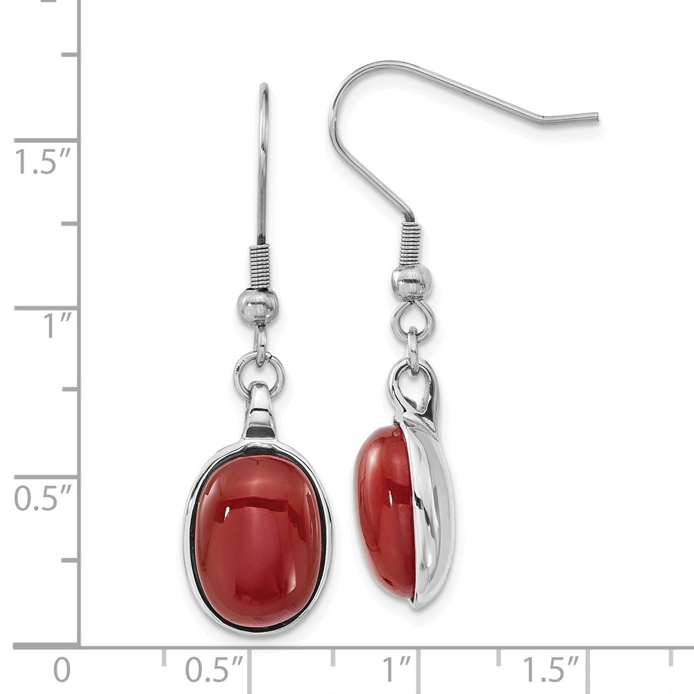 Edelstahl Rot Achat Oval Ohrhänger