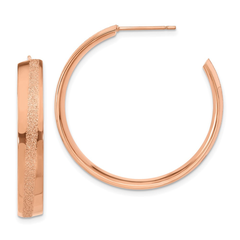 Edelstahl Rosa Ip-beschichtet Lasergeschnitten Glitzer Stecker Rund Creolen