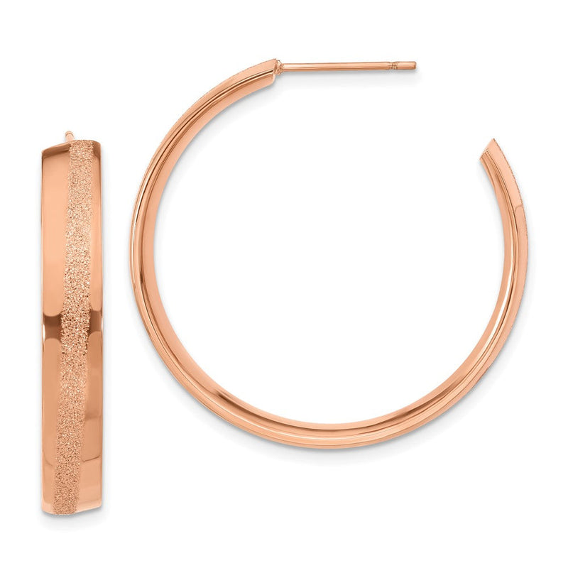 Edelstahl Rosa Ip-beschichtet Lasergeschnitten Glitzer Stecker Rund Creolen