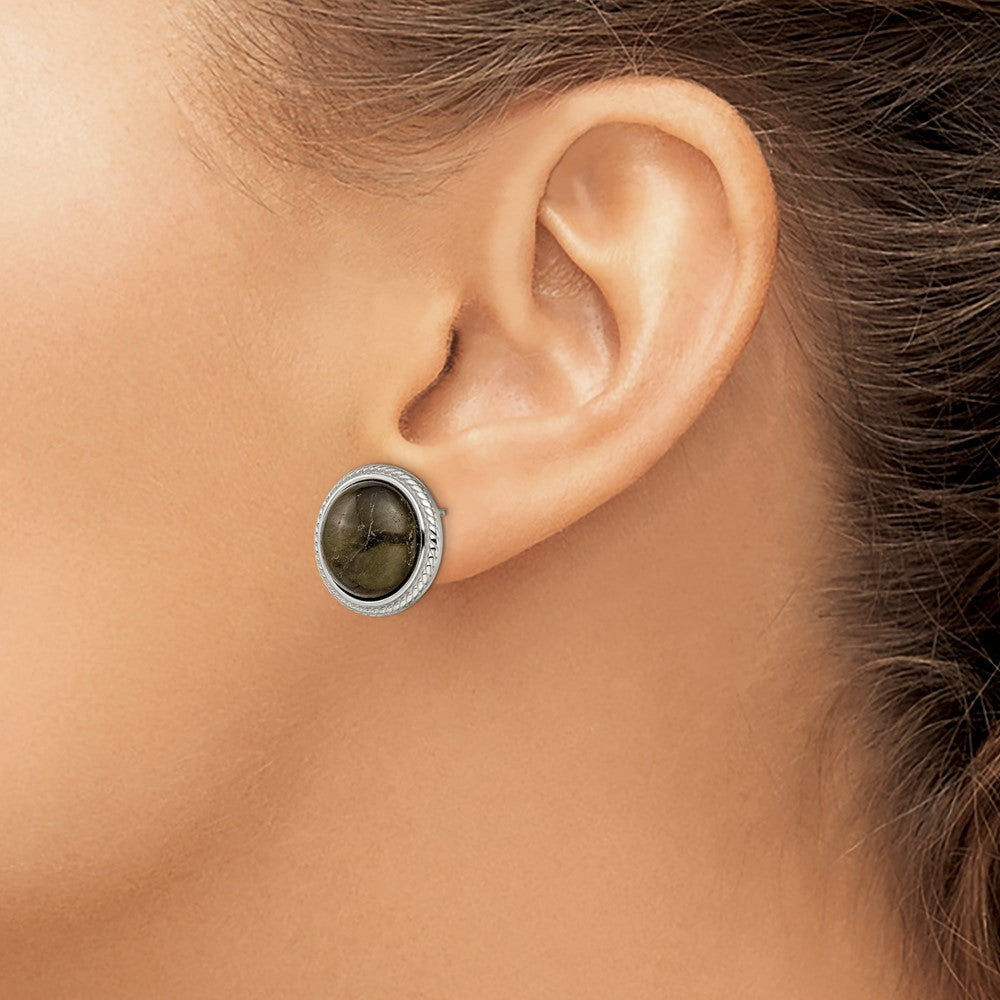 Edelstahl Poliert Labradorite Ohrstecker