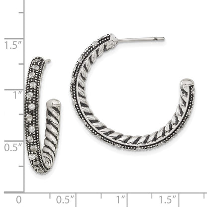 Edelstahl Poliert & Antikisiert Zirkonia Stecker Creolen