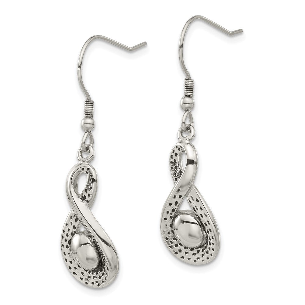 Edelstahl Poliert & Antikisiert Unendlichkeit Ohrhänger