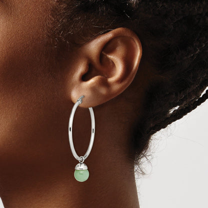 Edelstahl Chisel Poliert mit Grün Aventurine Hängend Creolen