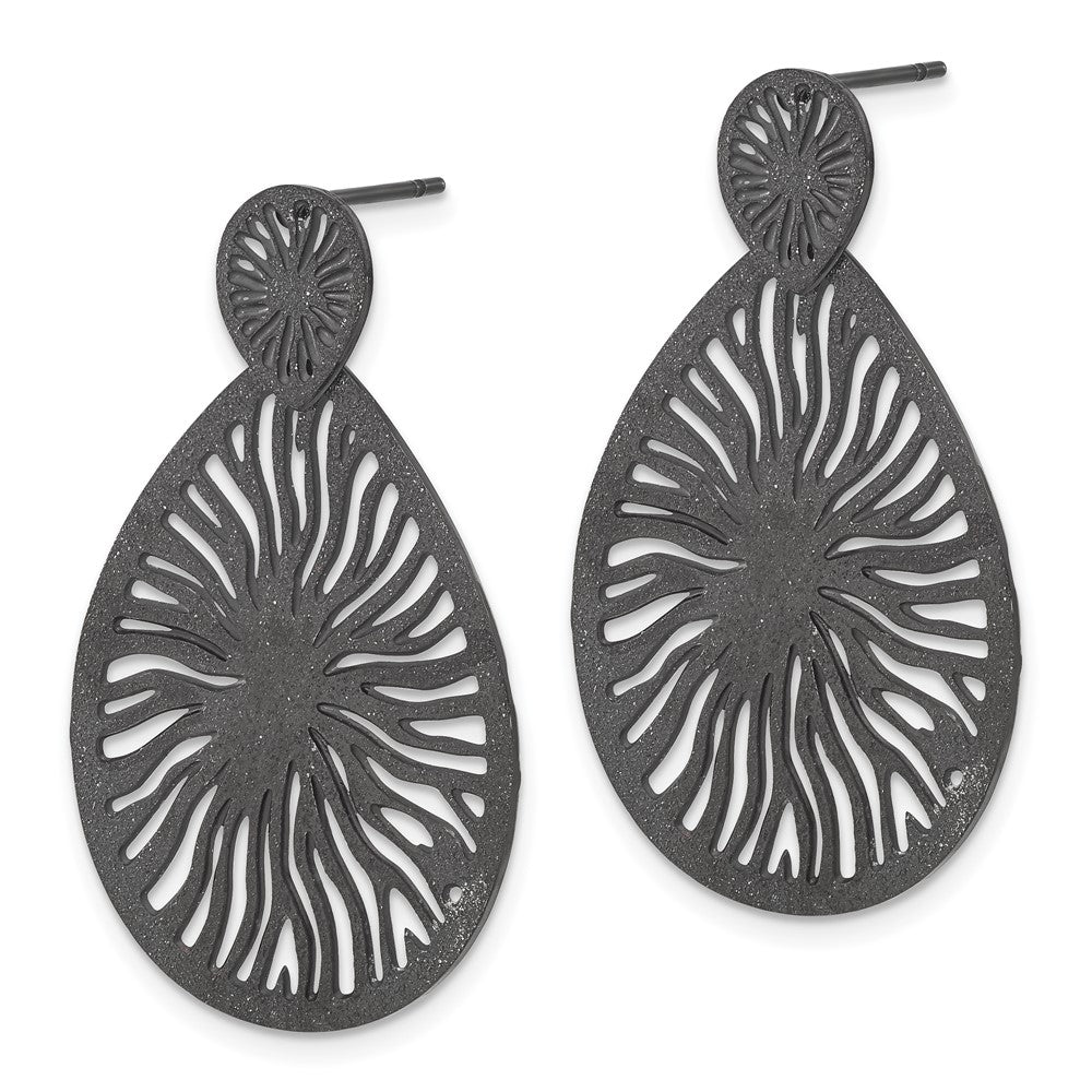 Edelstahl Schwarz Ip-beschichtet Lasergeschnitten Starburst Stecker Ohrhänger